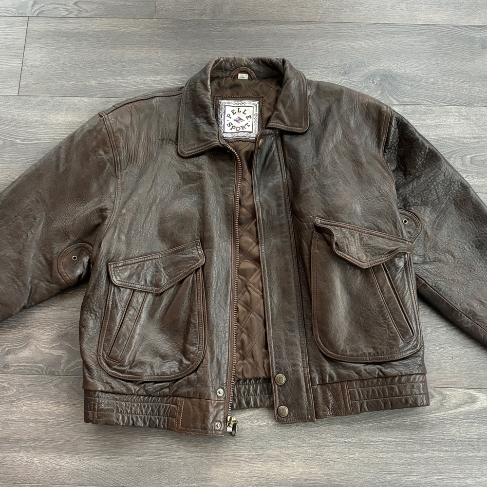 Vintage Brown Oversized Leather Jacket Unisex